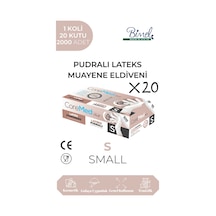 Lateks Pudralı Muayene Eldiveni S-1 Koli-20 Paket-2000'li
