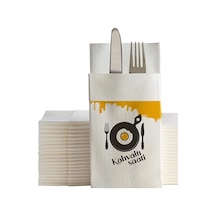 Kahvaltı Saati Baskılı Cepli Peçete 48x48 Cm 50 Adet