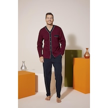 Kly 9217 Erkek V Yaka Boydan Düğmeli Pijama Takım 001