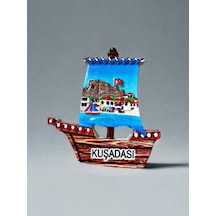 Kuşadası Kabartmalı Polyester Magnet 7cm X 7,5cm Dekoratif Hediyelik Buzdolabı Süsü Kod:1786