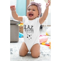 Babylimon Laz Kızıyım Desenli Kısa Kol Unisex Body Beyaz - 132152224 Beyaz