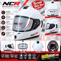 Ncr-166e Çene Açılır Gözlüklü Ece 22-06 Belgeli Kask Parlak Beyaz