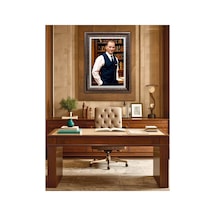 Çerçeveli Deri Atatürk Tablosu 33 Çerçeveli Tablo Işıklı Kumandalı 61x81 Cm Diğer