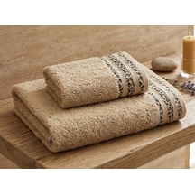 Savana Premium %100 Pamuklu Ultra Emici 2 Li Banyo Ve El-yüz Havlu Seti Kum Beji