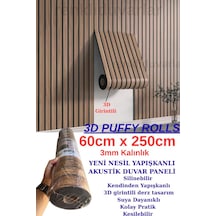 60cmx250cm 1 Adet Kahverengi 3d Yapışkanlı Sxp Akustik Lambiri Desenli Duvar Paneli Kağıdı 3115-1