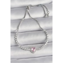 Pirinç Gold Renk Su Yolu Zirkon Taşlı Pembe Zirkon Taşlı Kalp Asansör Model Charm Kadın Bileklik - Tj-bb6649 - Popvitrin Çok Renkli