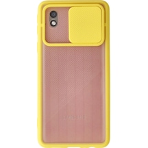 Samsung Galaxy A01 Core Kılıf Palm Buzlu Kamera Sürgülü Silikon - Sarı