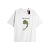 Tarzsokak Catastrophe Unisex Oversize Yazılı Tshirt Beyaz