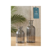 Chacha Home Luxury Nordıc 2 'li Minimalist İthal Dekor Cam Vazo Füme