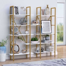 Zizuva Tasarım Gold Kitaplık Ve İkiz Vitrin