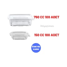 Plastik Sızdırmaz Kap 750Cc+150Cc 100'Er Adet Kullan At Kap