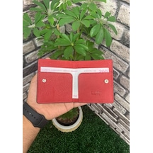 Guard Siyah / Kırmızı Patlı Tasarım Hakiki Deri Kartlık Erkek / Kadın P5239 Kırmızı - Siyah