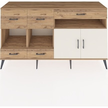 Kronos Konsol 4 Raflı 5 Çekmeceli 2 Kapaklı 176x59x99 Çam-aytaşı/çam Aytası/atlas Çam - Atlas Çam