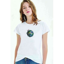 Mother Earth Peace In The Park Baskılı Beyaz Kadın Tshirt