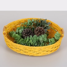 Rattan Kulp Tasarımlı Sarı 35x 7/8 Cm. Rattan Tepsi Sarı
