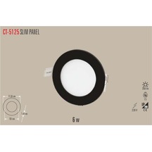 Cata CT-5125 6W Slim LED Panel Armatür (Siyah Kasa) Beyaz IŞIK