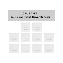 10'lu Güçlü Kendinden Yapışkanlı Kancalar Köşe Rafı Banyo Rafı Duş Rafı Kancası, Su Geçirmez Askı Beyaz