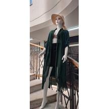 Itayan Ipek Detaylı Oversize Kaftan Zümrüt