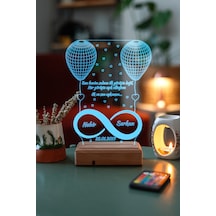 Sevgiliye Hediye 3D Sonsuzluk 2 Kalp Led Gece Lambası