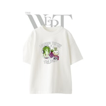 Thewert Lettuce Turnip Beet 1 Tasarım Baskılı Ünisex Beyaz Oversize T-shirt