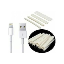 Kopya -  Apple Iphone Şarj Kablo Koruyucu 10 Adet 6 Cm 6,4mm Makaron Beyaz