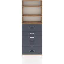 Arges Dolap 4 Raflı 4 Çekmeceli 2 Kapaklı 88x30x243 Çam-antrasit Çam