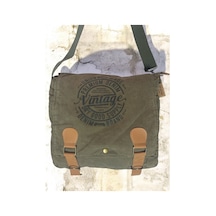 Vintage Salaş Kaliteli Unisex Günlük Gezi Kamp Okul Postacı Omuz Çantası San Diego 32 Cm X 25 Cm Haki - Siyah