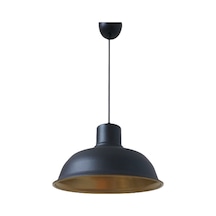 Retro Metal Siyah Dekoratif Siyah İçi Gold Kafe Mutfak Avize Çap:30 Cm Beyaz