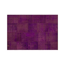El Dokuması Patchwork Vintage Yün-pamuk Mor Halı 21523 160 X 230 Cm