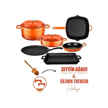 Lava Döküm 6x Trendy Serisi 8 Parça Tencere & Tava Seti Turuncu