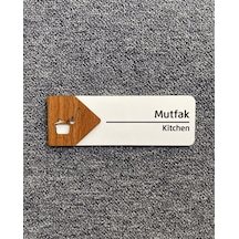 Mutfak Kapı İsimliği Pleksi Yönlendirme Levhası Kendinden Yapışkanlı