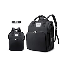 Usb Portlu Bebek Bakım Çantası Yataklı Fonksiyonel Sıvı Geçirmez Puset Askılı Anne Çantası Bebek Çantası Yataklı Bebek Bakım Çantası Siyah