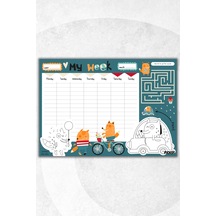 Çocuk Haftalık Planlayıcı - A4 - 30 Yaprak - Öğrenci Planlayıcı - Okul Planlayıcı - Ders Programı - 0589 Çok Renkli