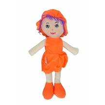 Kız Oyuncak Bebek Elbiseli Oyuncak Bez Bebek 60cm Bez Bebek Özel Yapım Premium Turuncu Bebek 001