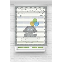 Perdecizade Enxboy Fil Ve Balon Dijital Baskili Zebra Perde-cocuk Odasi-stor Perde Pz-307 Renkli