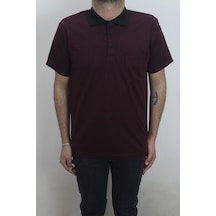 Santa Dmc Tekstil Erkek Desenli Klasik Kesim Rahat Kalıp Tek Cepli Polo Yaka Tişört Bordo