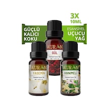 Auran Gül + Hanımeli + Yasemin Saf Esansiyel Uçucu Yağı 3 x 10 ML
