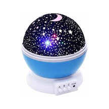 Renkli Yıldızlı Gökyüzü Projeksiyon Gece Lambası Pilli Ve Usb Kablolu Mavi