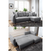 Puffy Sandıklı Köşe Koltuk Gri Sağ Köşe Gri