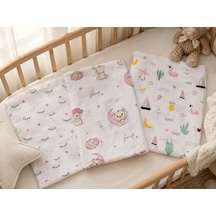 Minora Baby&Kids 3'lü %100 Pamuk Müslin Bebek Örtüsü Seti Çok Amaçlı Müslin Battaniye - 100 x 100 CM