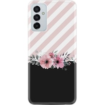 Samsung Uyumlu Galaxy A04S Kilif Resimli Silikon Strip Pink Flowers 1396 556613198