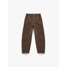 Koton Pamuklu Rahat Kesim Yıkamalı Balon Form Jean Pantolon Kahverengi 6wkg40068ad Kahve