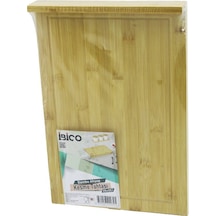 25x35cm Ahşap Bambu Kesim Panosu - Kesme Tahtası Tezgah Üstü Kanallı - Kenar Destekli 5570 Çok Renkli
