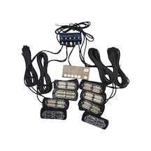 17 Fonksiyonlu Çakar Lamba 12-30v 24 Led 8 Adet Kırmızı Mavi Set