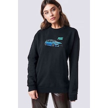 Ford Focus Rs Baskılı Siyah Kadın Sweatshirt