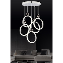 Ld 073 5 Model Krom 3 Renkli Salon Ve Oturma Odası İçin İdeal Alüminyum Avize, 35x70 Krom