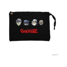Zepplin Giyim Gorillaz Cartoon - 2 Siyah Clutch Astarlı Cüzdan / El Çantası