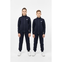 Fermuarlı Cepli Çocuk Unisex Eşofman Takımı-90927 Lacivert