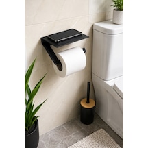 Dekoratif Metal Tuvalet Kağıtlığı Duvara Monte Wc Kağıtlık Ve Banyo Rafı Siyah Tuvalet Kağıdı Tutucu Siyah Kagıtlık