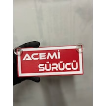 Kırmızı Renk Üzeri Beyaz Renk Acemi Sürücü Yazılı Vantuzlu Cam Süsü